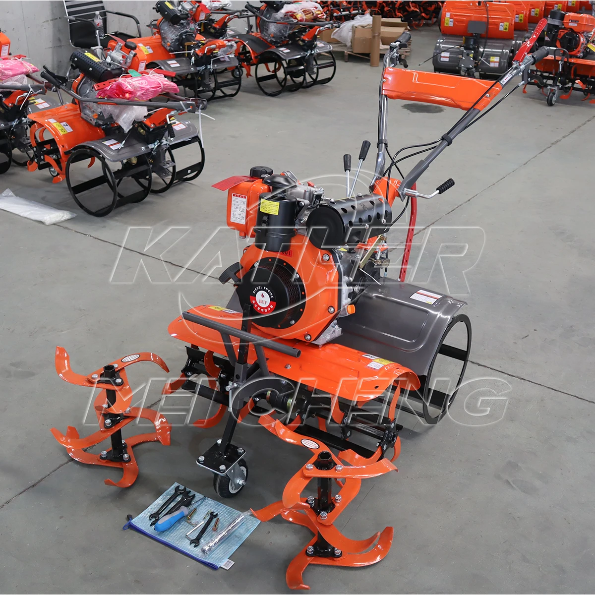 Agricultural Machinery Equipment 4 Wheel Drive Rotavator Tiller Farm Rotary Cultivator Min Land Cultivation Walking Hand Tractor