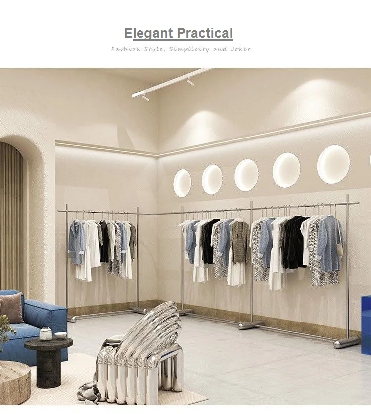 Customized Clothing Store Clothing Rack Floorstanding Stainless Steel