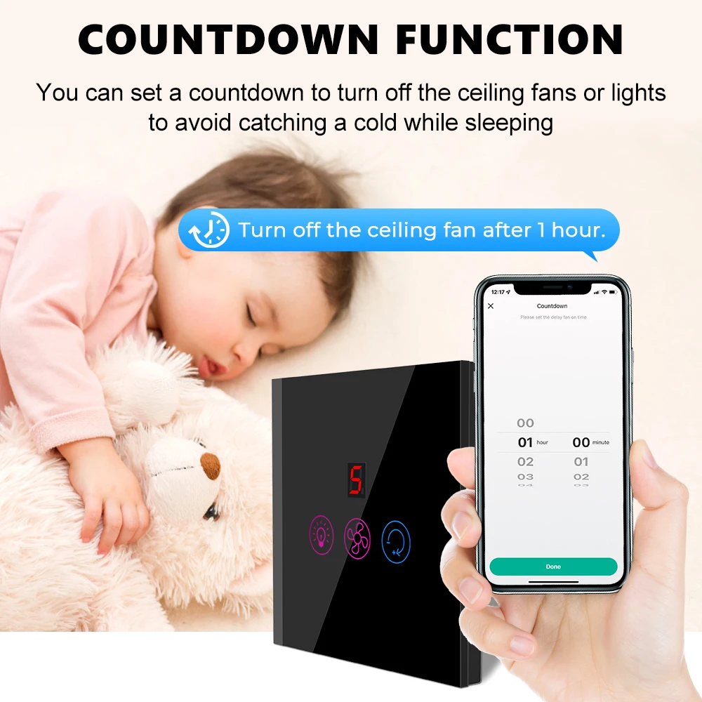 Smatrul Eu Tuya Smart Wifi Switch Fan Light Ceiling Lamp Speed Control Electrical App Work With