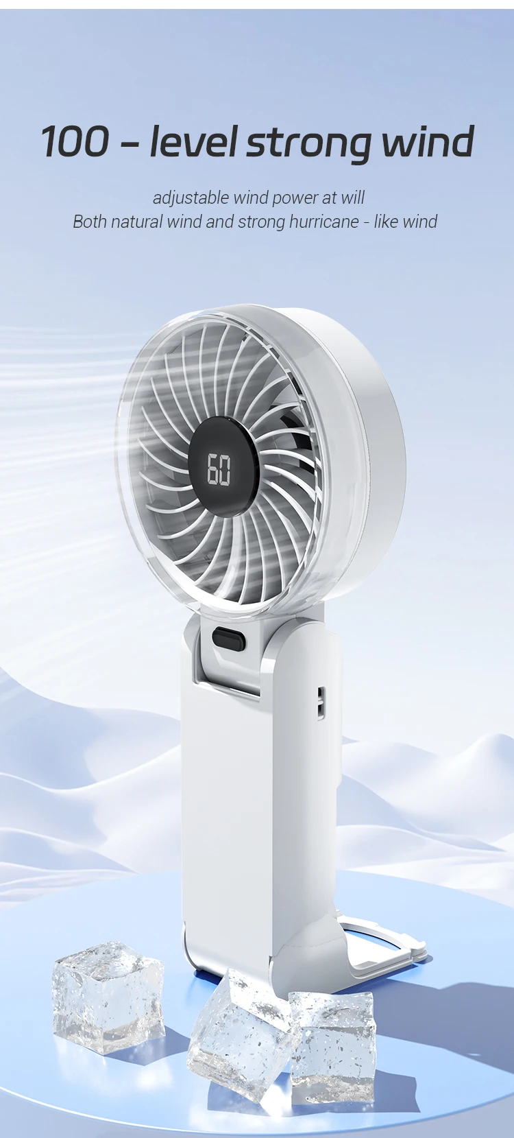 product new electric hand fan portable 5 gears air cooling handheld foldable wearable fan usb rechargeable mini ventilador cooler-5