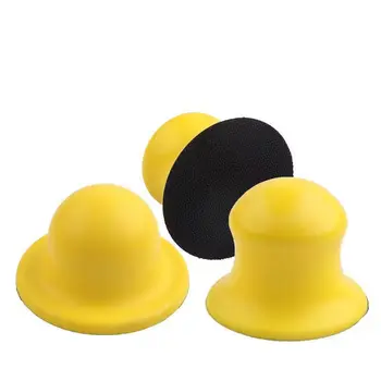 3inch Hat Shape Sanding Pad Hand Foam Block Yellow Sanding Pad Block Hook and Loop Hand Backing Plate