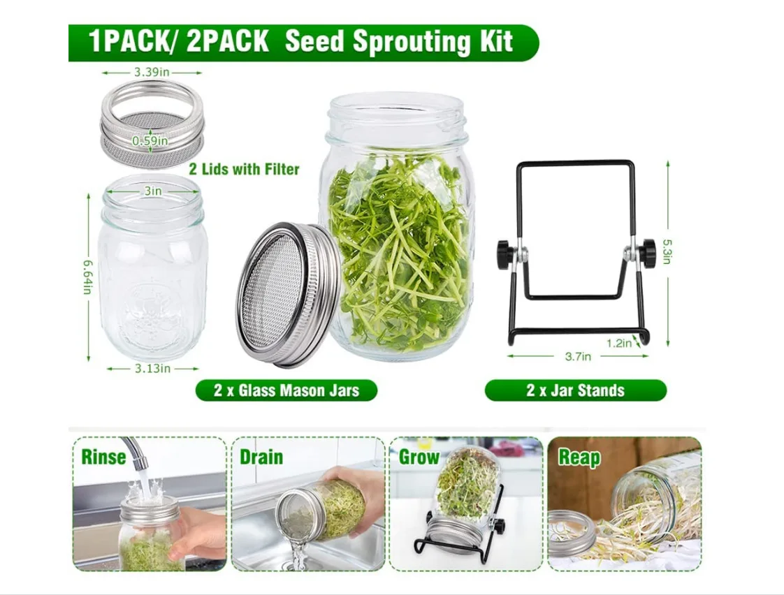 Wholesale Mason Jar Sprouting Kit Ceramic Drip Tray Stainless Steel