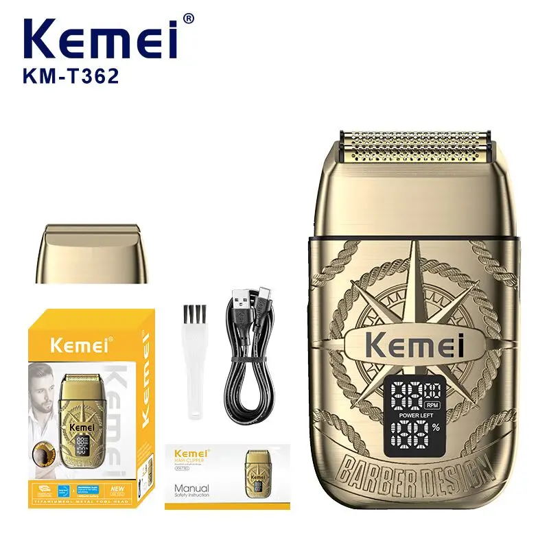 Kemei T362, rasoirs électriques pour hommes, lames en dural à haute vitesse (8500 tr/min), utilisables en déplacement ou à domicile, pour la barbe et la moustache