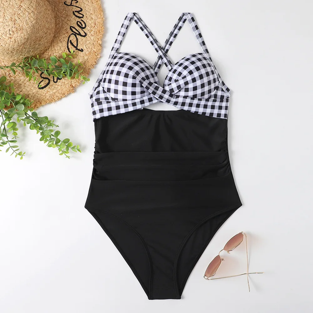 Plus Size Swimwear Women One Piece Swimsuit 2022 Retro Large One Piece ...