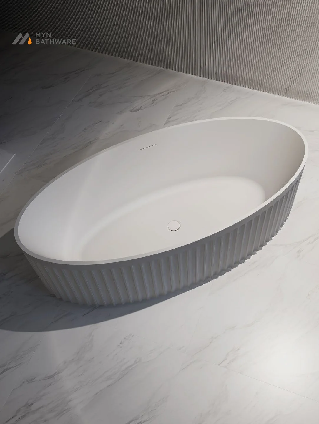 White Design Stone Freestanding Tub Composite Stone Resin Solid Surface