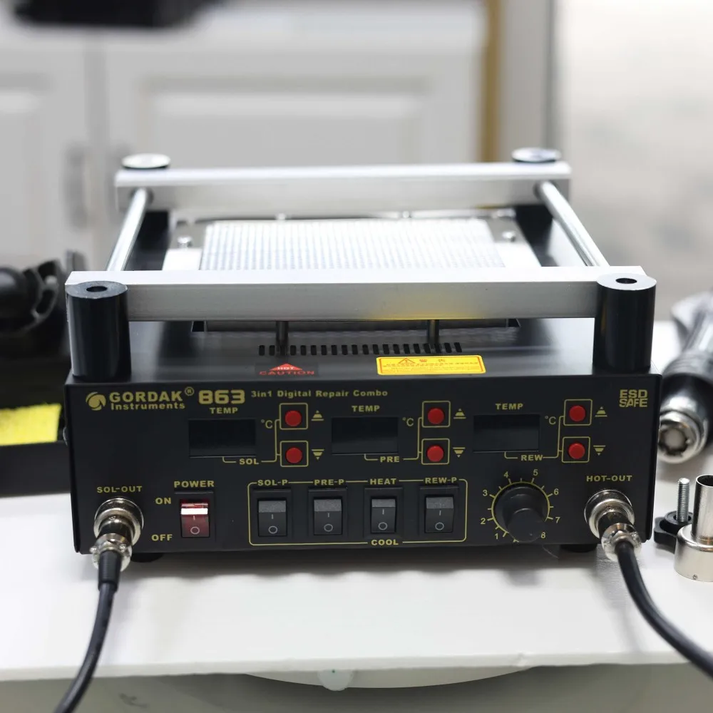 Gordak 863 3 in 1 Digital 220V BGA Rework IR Infrared Preheating Soldering Station Hot Air Soldering Station