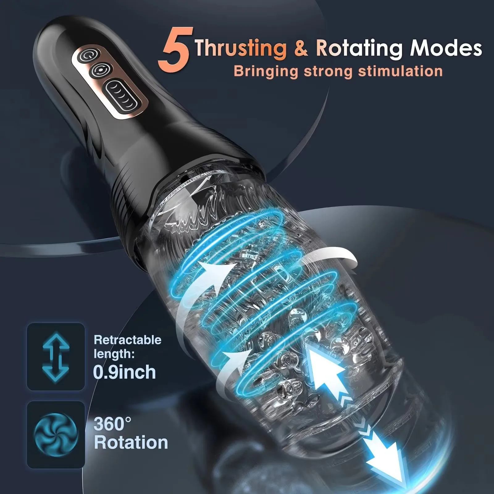 10 Vibration 5 Rotating & 5 Thrusting Automatic Masturbator for Male Men  Sex Toy Penis Massager Electric Masturbation Cup