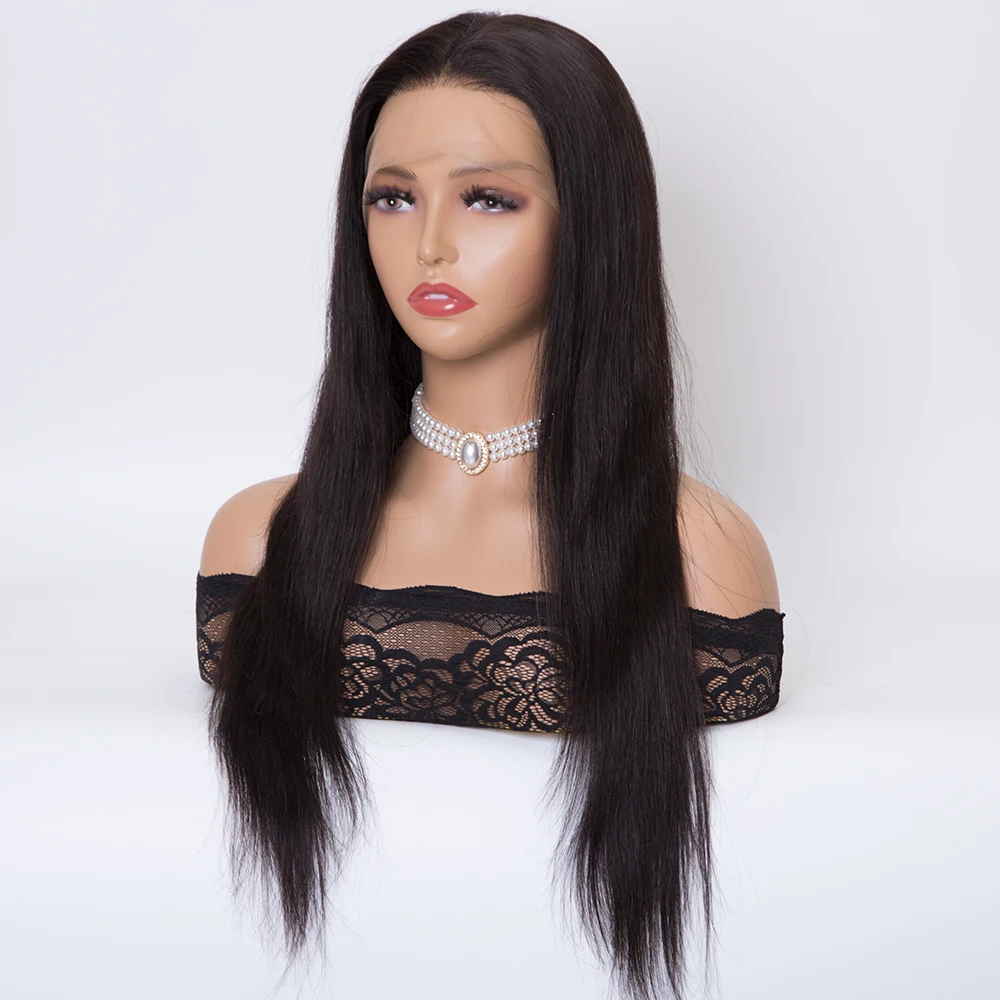 18 inch natural black color HD full lace wigs human remy hair wigs for women