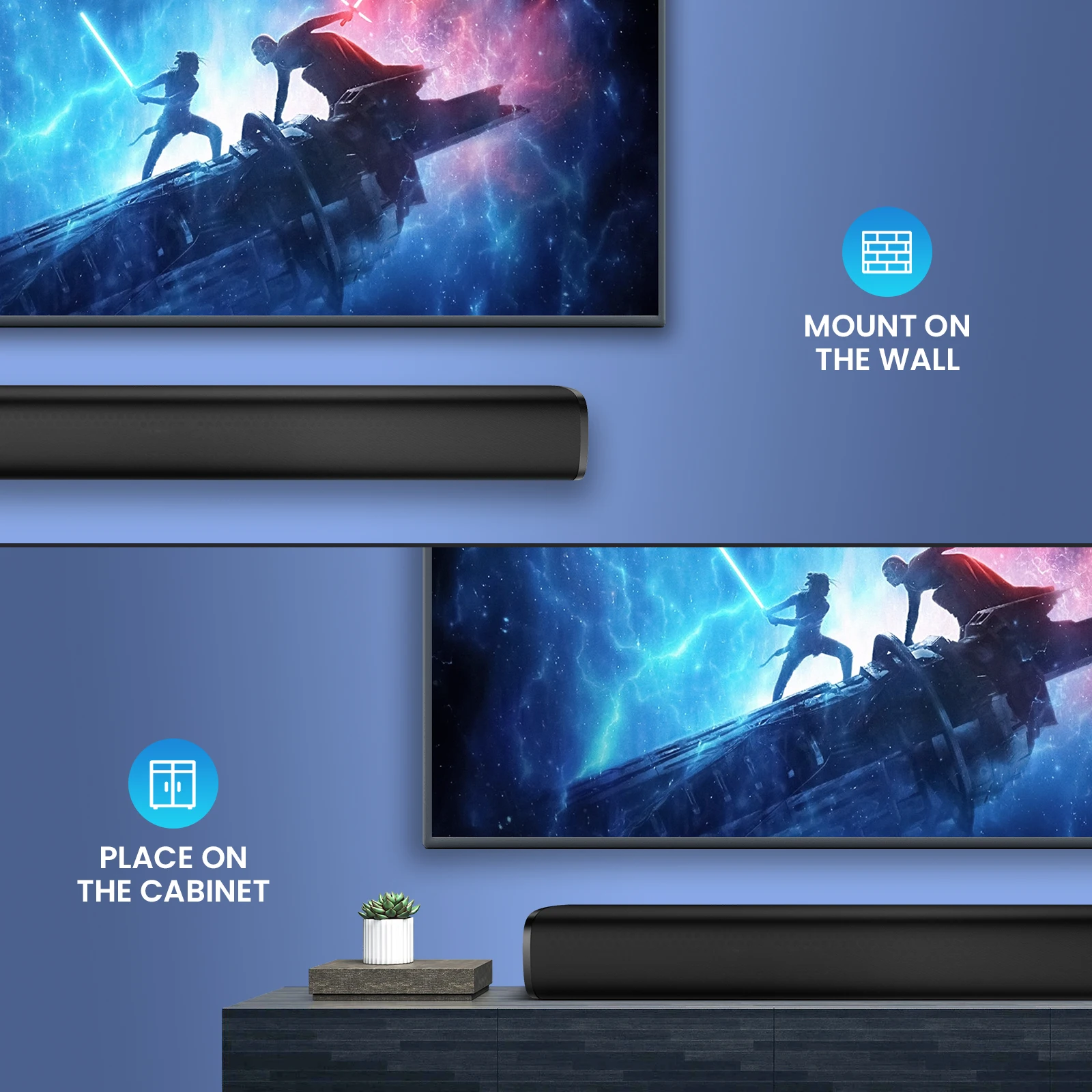 KY-MINI Wireless Soundbar for TV - Home Theater Speaker with ARC