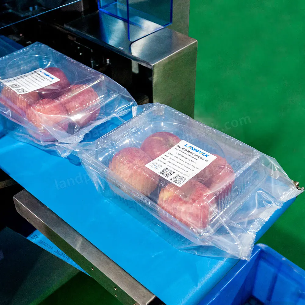 Fully Automatic Reciprocating Flow Pack Machine for Tomatoes Strawberries Fruits in Boxes Food Packaging with Labeling Function