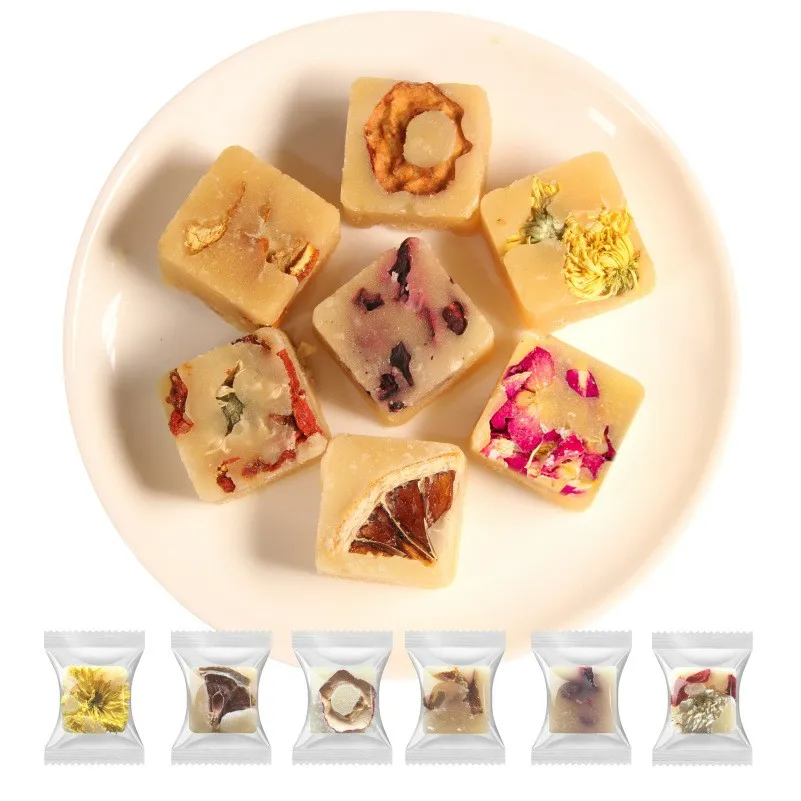 Private Label Custom Flavor Handmade Flower Honey Rock Sugar Flower Tea Cube Rock Sugar Tea
