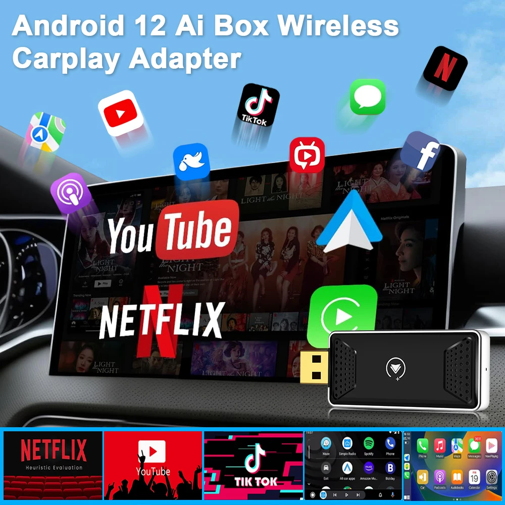 2+16G Wired to Wireless Carplay Adapter Android Auto Adapter Youtube Netflix Video Ai Box - view 5
