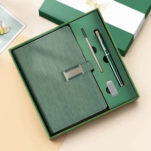 A5 Notebooks Hard Cover Customized Logo Corporate Agenda Notebook Gifts Box Set with Pen and U Disk