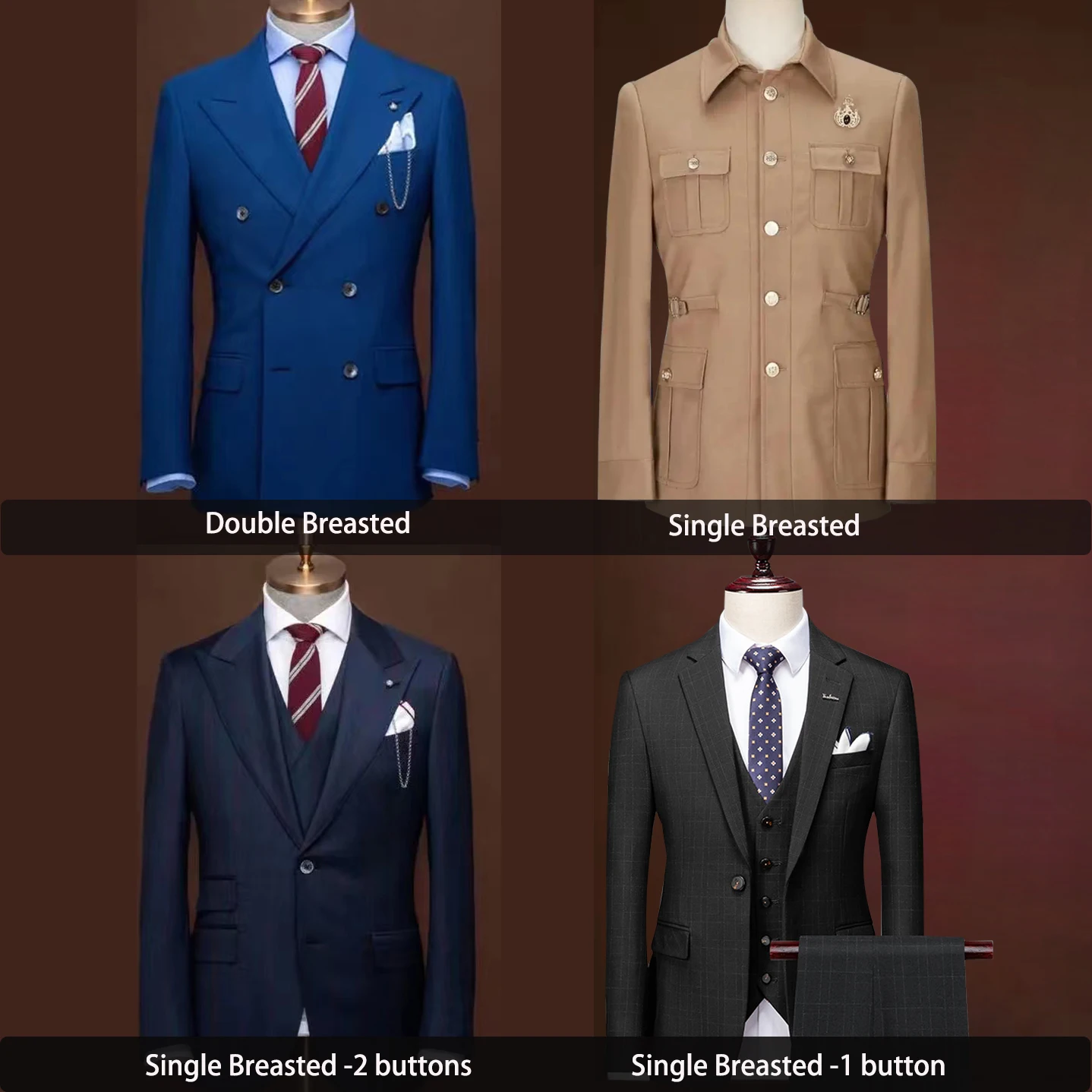 thumbnail image 2 of Men's Tailored Fit Textured 3-Piece Suit – Italian Style Two Button Vested Formal Blazer Set 2 of 5