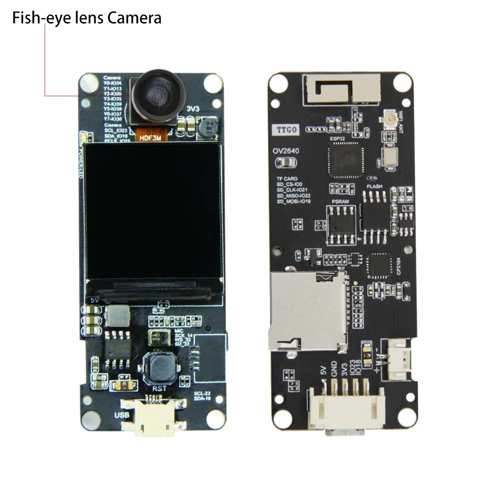 TTGO T-Camera Plus ESP32-DOWDQ6 8MB SPRAM Camera Module OV2640 1.3 Inch Display Rear Camera Fish-Eye Lens / Normal Lens