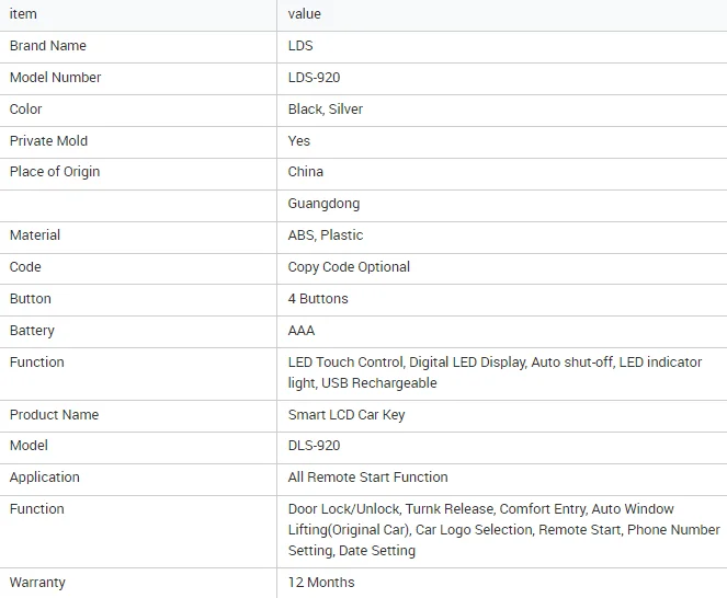 Universal Smart Car Remote Key Control With Digital Led Display Lcd
