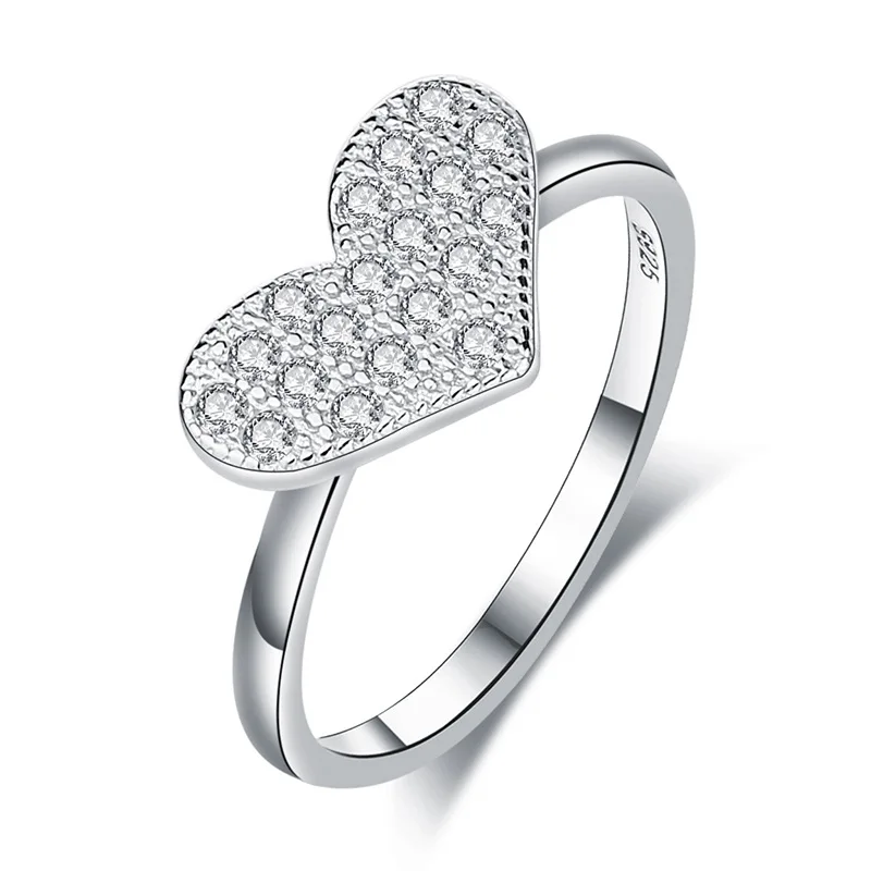925 Sterling Silver Heart Shape Beautiful Girls Women Ring