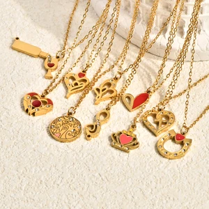 Cheap Trendy Stainless Steel Pendant Necklace Link Chain Geometric Gold Plated Custom Gift DIY Jewelry for Woman Man