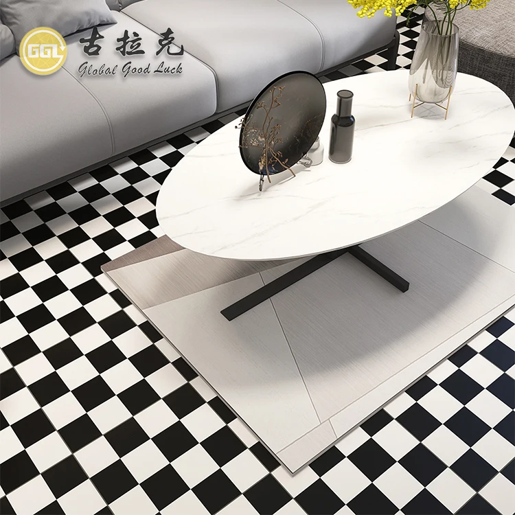 Porcelain White And Black Square Porcelain Mosaic Tile For Floor