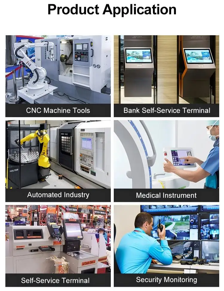 12 Inch Industrial Touch Monitor PCAP Touch Screen with VGA HDMI DVI for Embedded Open Frame Wall Mount