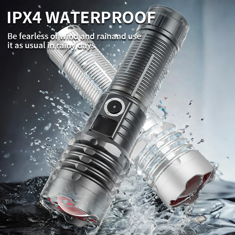 30W LED Flashlight 1200lm High Power 1000m Zoom Tactical Emergency Spotlights Aluminum Alloy Telescopic Torch Tactical Light