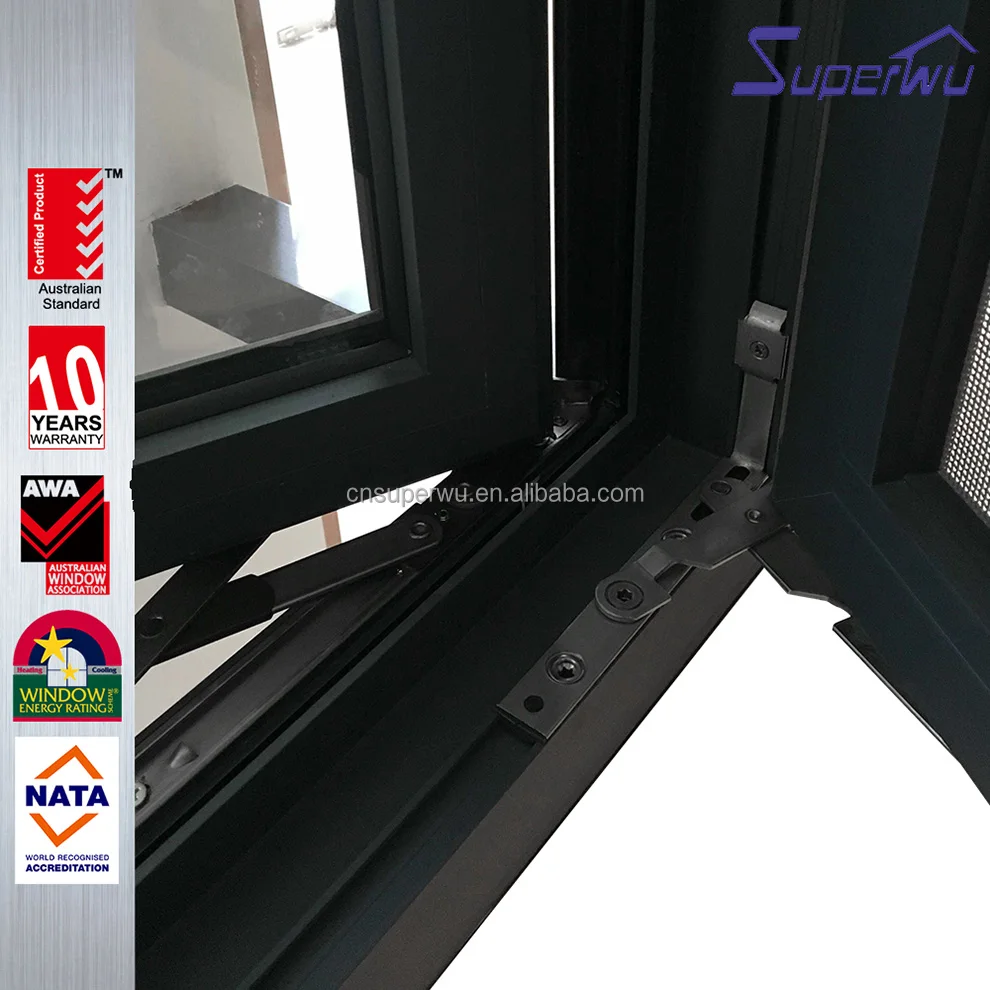 wooden color thermal break aluminium casement windows