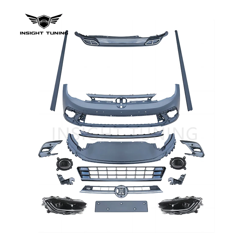 Hot Selling Front Bumper Diffuser Head Light Led Lamp Bodykit for VW Polo Convert to R Line 2022 Body Kit