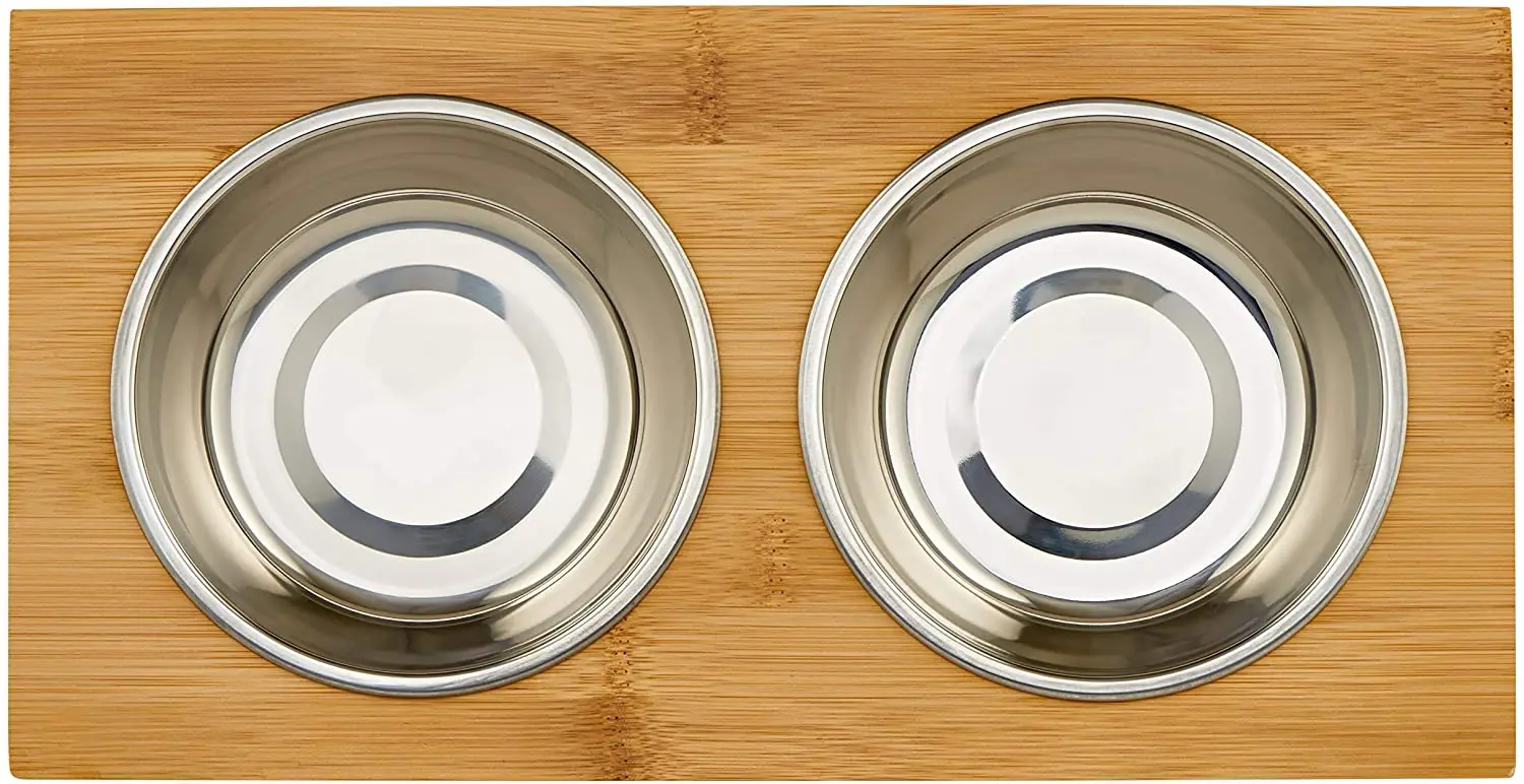 Новая бамбуковая Экологически чистая Высококачественная классическая миска для домашних животных нового дизайна Деревянная миска круглая миска из нержавеющей стали