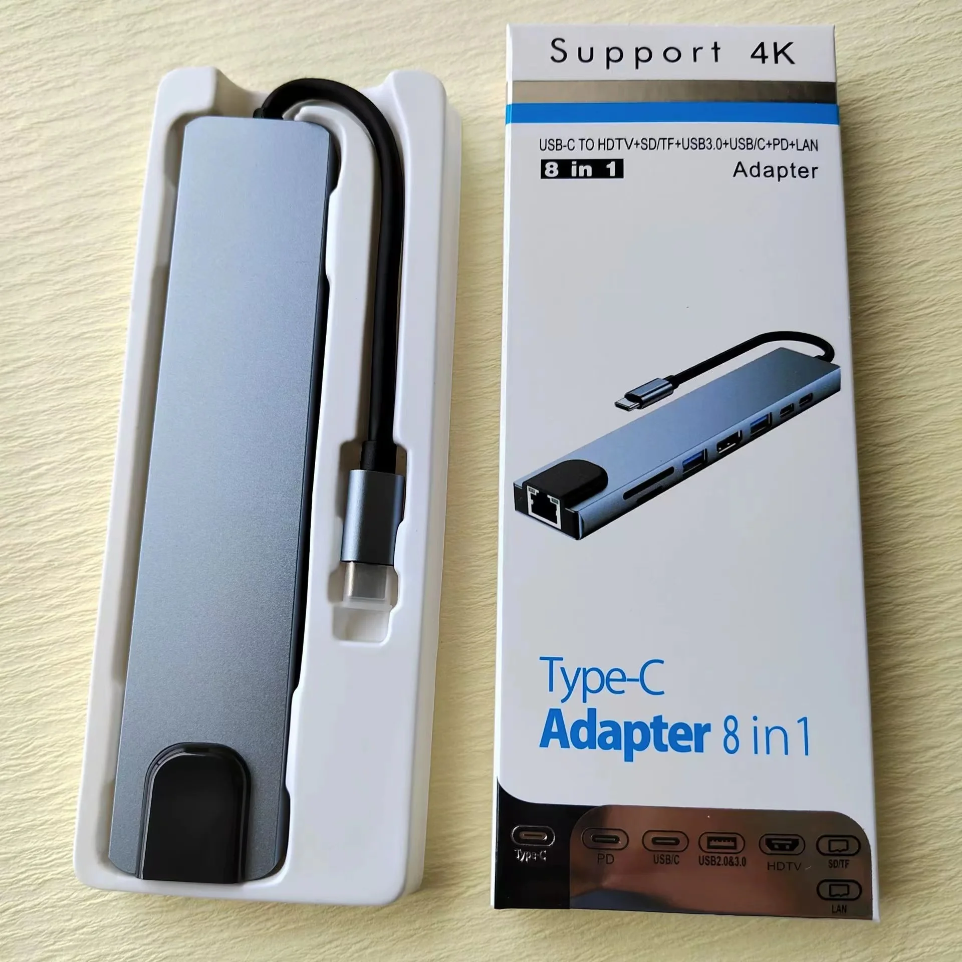 Adaptateur USB C 8 en 1 - HDMI, USB -A /USB-C/ SD/TF 4K PD