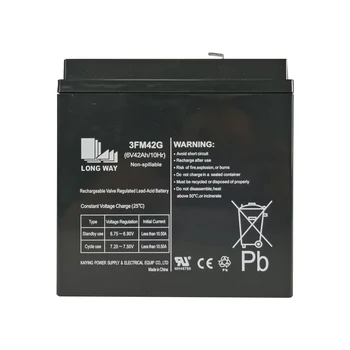 LONGWAY 6V42Ah GEL Rechargeable Battery General Series Sealed Lead Acid Batteries for UPS & Golf Carts Made in China