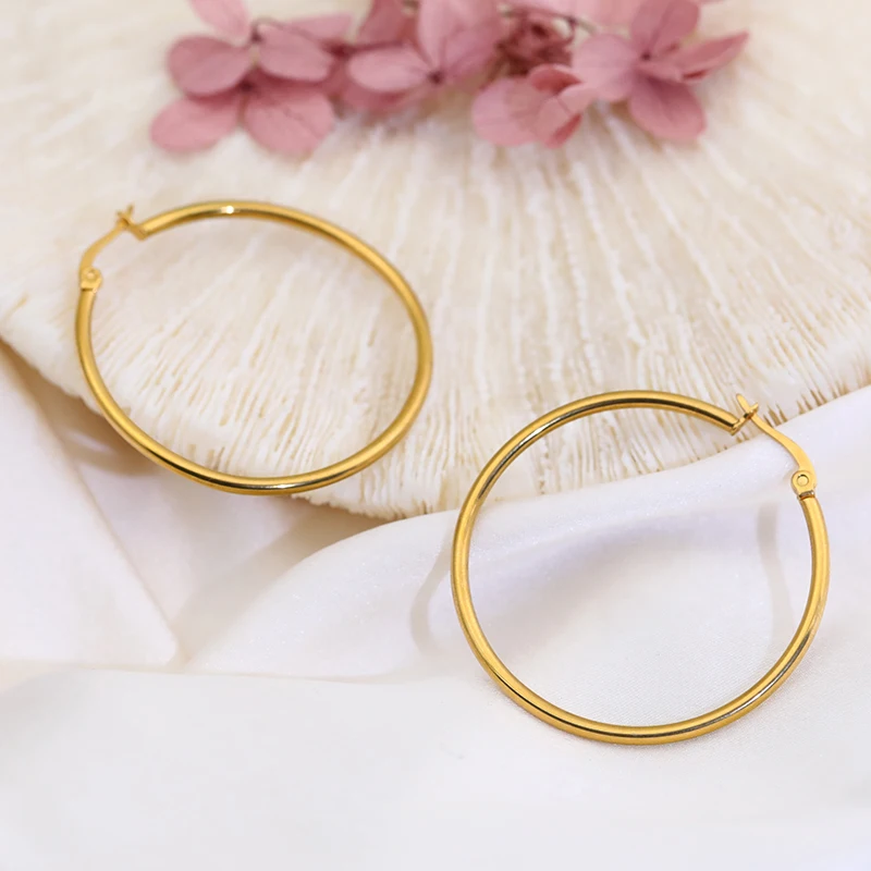 Shop Our Trendy Hoop Earrings 18K Gold Plated Stainless Steel