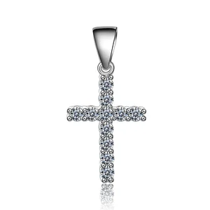 Beautiful Women Jewelry 925 Sterling Silver Pendants Aaa Cubic Zirconia Cross Pendant Chain Necklace