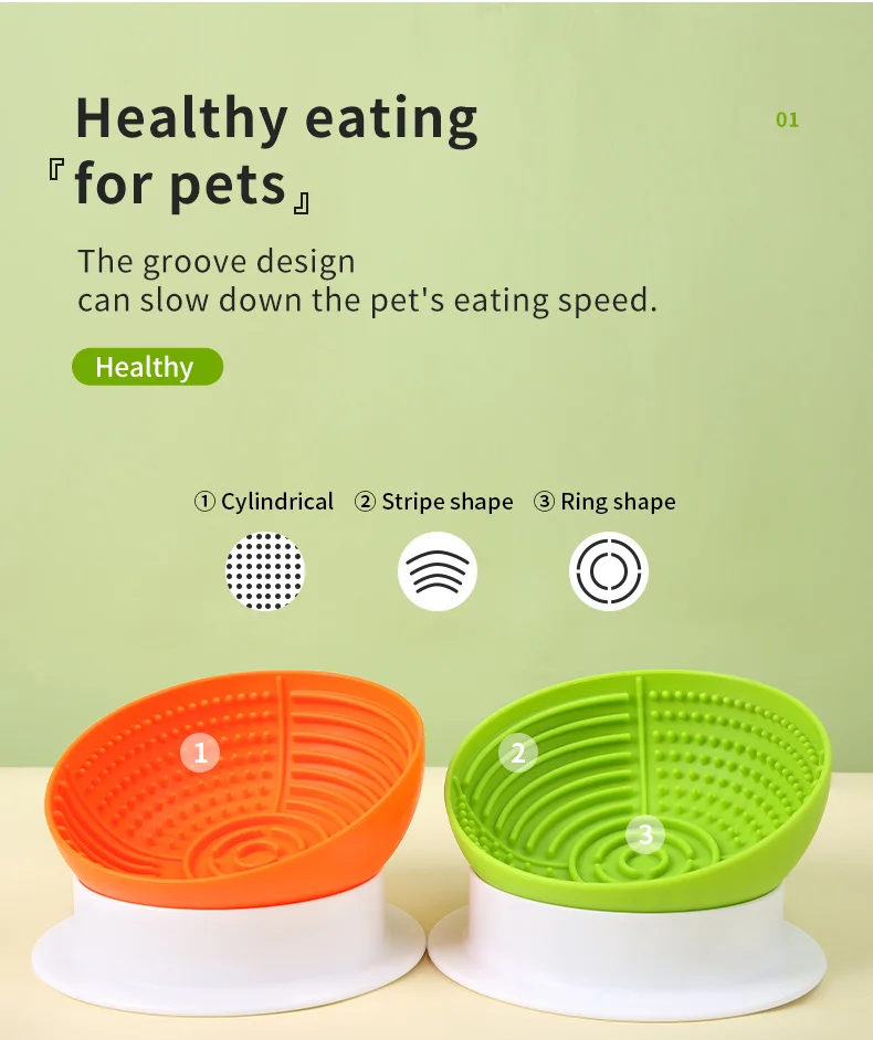 Wholesale Custom Raised Elevated Silicone Pet Food Water Bowl Slow