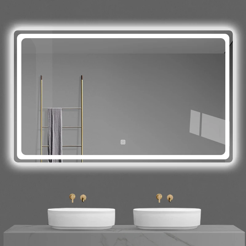 Factory Direct Sell Bathroom Adjustable Wall Mirror Contemporary Rectangle Edge Frameless Smart Mirror