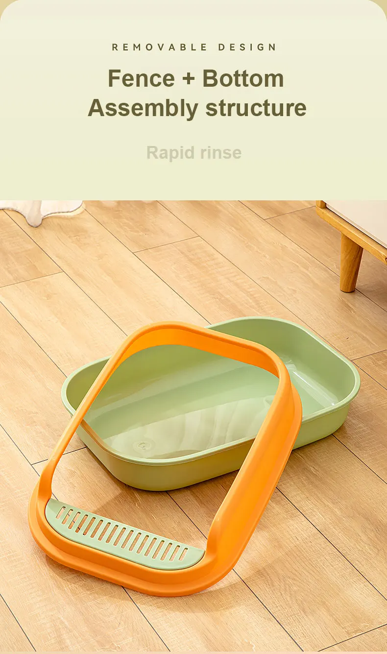 Semienclosed Large Size Traditional Plastic Cat Litter Box With Free