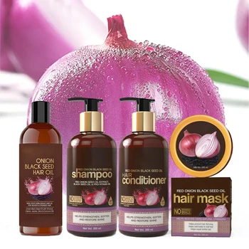OEM Custom Private Label Hair Care Vegan Onion Growth Oil 100% Natural Shampoo and Conditioner Set