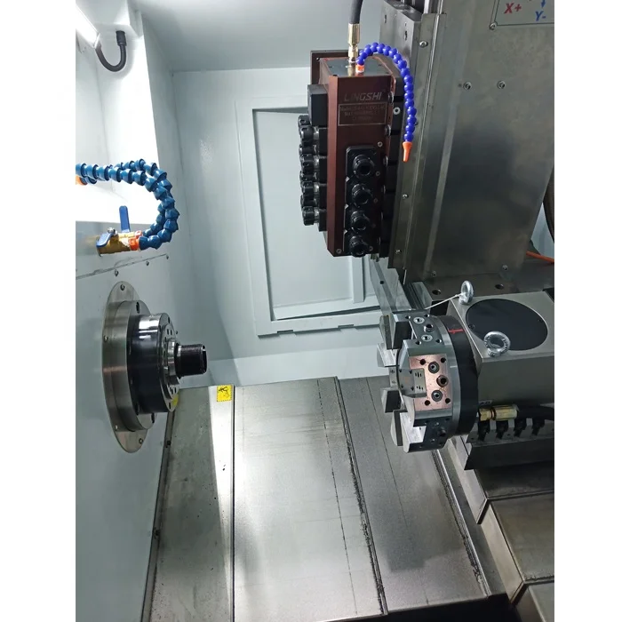 Machine Manufacture Metal Cutting With Chip Conveyor & Automatic bar Feeder Tool Holder Block Small Cnc Turning Lathe Machine