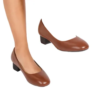 1367-1ZP Trendy Women's Formal Slip-On Shoes Low Square Wedge Heel High Quality Genuine Leather PP Insole Fashion Trend Summer