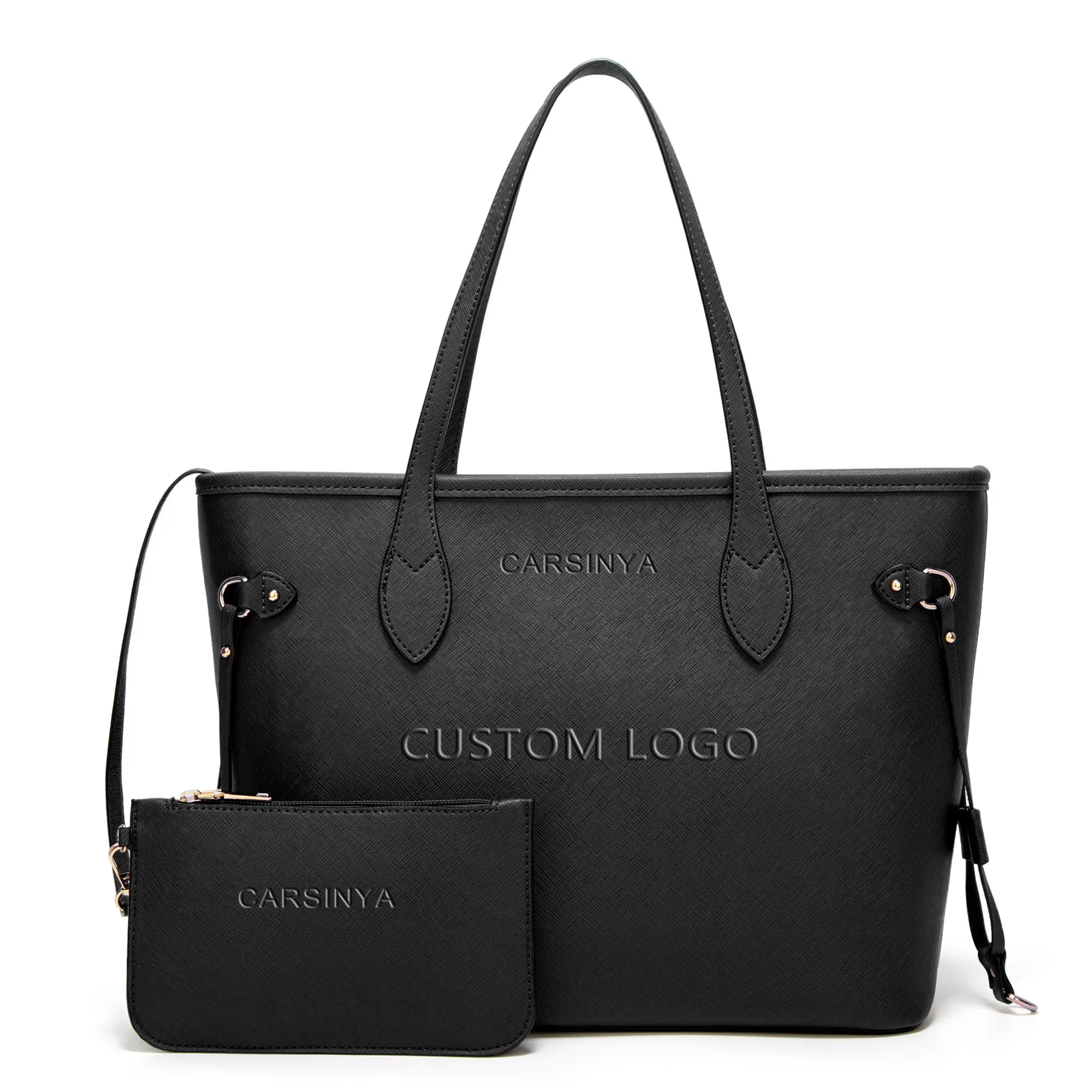 Fashion Custom Private Label Ladies Handbags Luxury Embossed Black ...