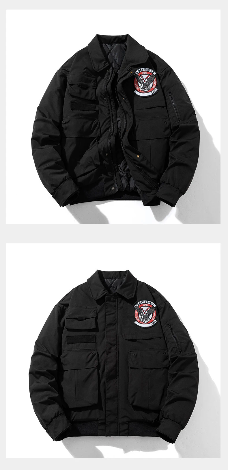 Men's Bomber Jacket American Retro Style Winter Cotton Work Wear_voghion.com
