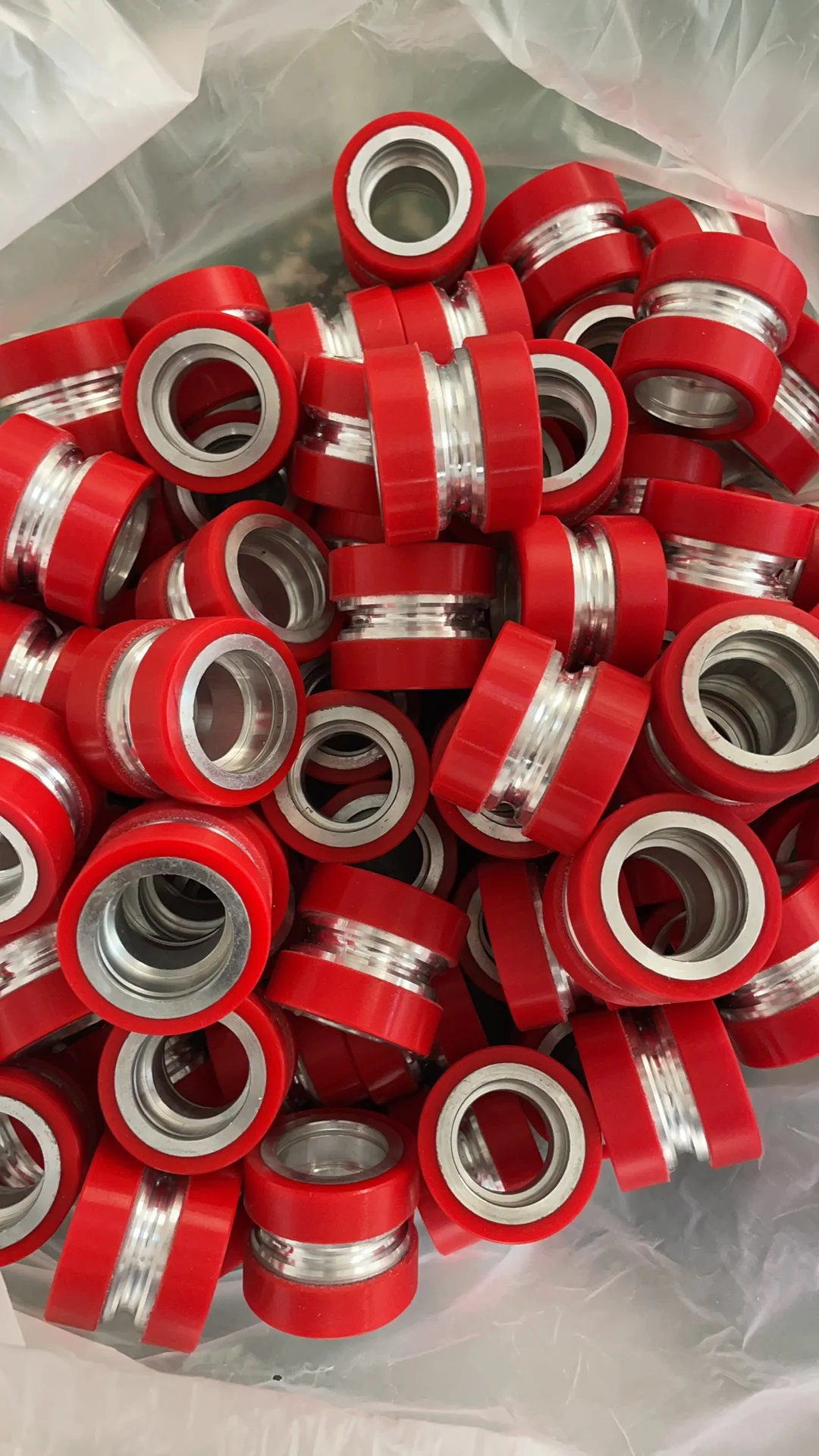 Industrial Conveyor Mute Rubber Bearing Roller PU Wheel Factory Direct Supply with Cutting Processing Service supplier