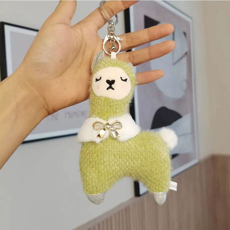 Plush Alpaca Keychain 17cm Soft Key Ring Plush Dolls Toy Girls Bag Car Key Pendant