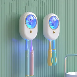 Wall Mounted Smart UV Toothbrush Sterilizer Hot Dryer Function Cute Cartoon Design for Multi-Purpose Teeth Whitening Accessory
