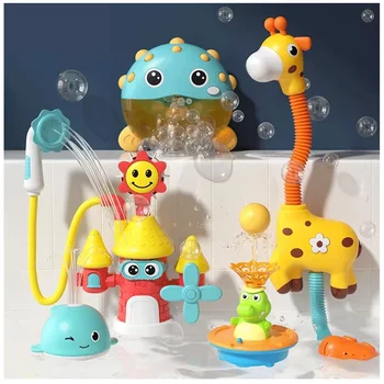 Baby Bath Shower Head Toy Cute Giraffe Baby Shower Bath Toys for Kids Bathtub Water Sprinkler Bath Time Toys For Toddlers