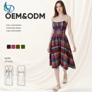 Women's Checkered Printed Summer Sleeveless Dress
