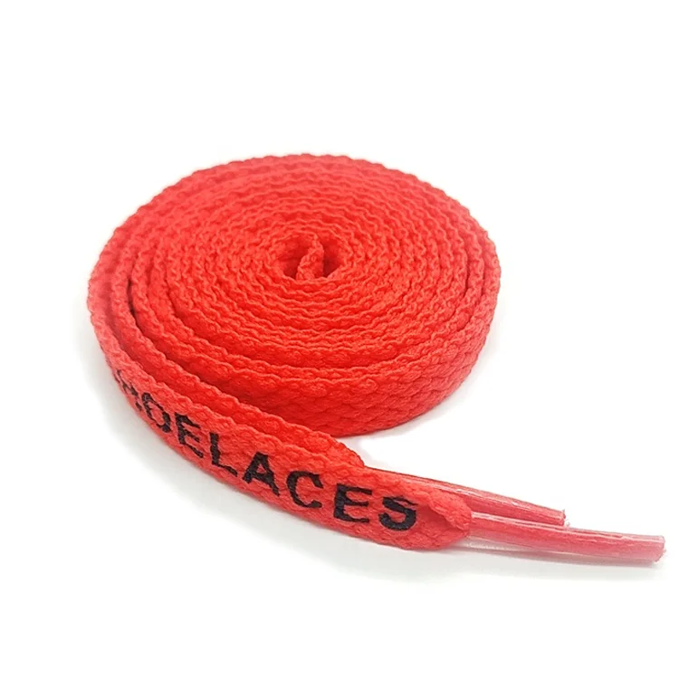 Custom various kinds colors fashion logo shoe laces customized wide polyester flat shoelaces