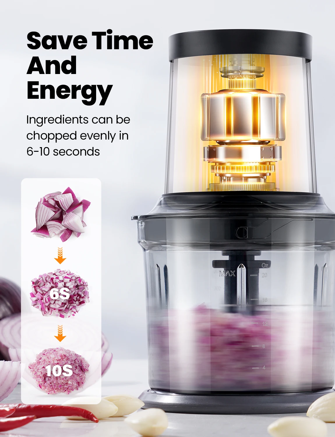 8 Cup Powerful Motor Meat Chopper 2 Speed Kitchen Cutter for Vegetable Onion Garlic Meat Baby Family Mini Chopper