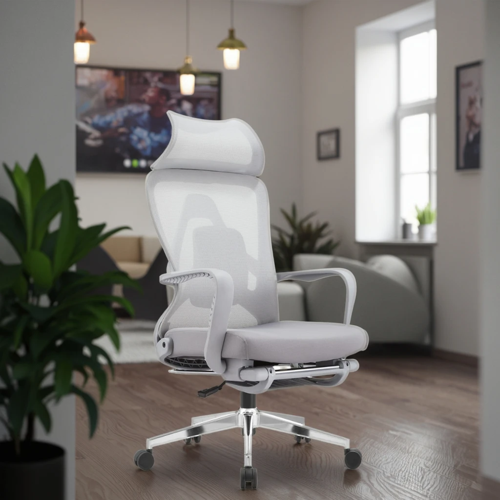 New Arrival WX-06 Gray Ergonomic Lounge Chair Multi-Adjust Lumbar System 340mm Base Professional Office Nap Chair Flexible PP 2