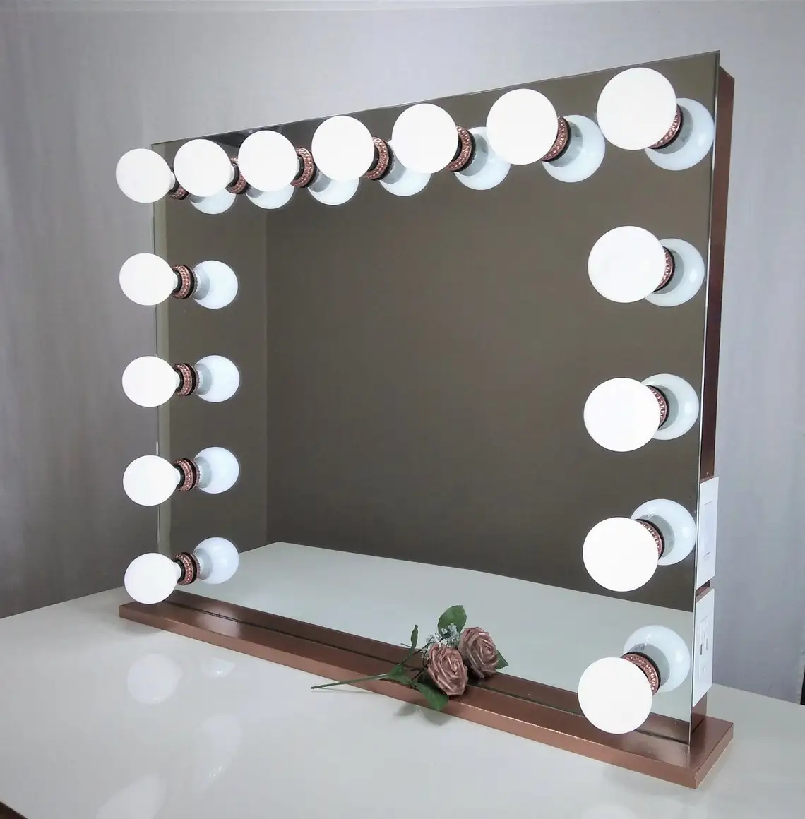 Modern 91*76CM Lighted Makeup Mirror with 15 Dimmable LED Lights and Stainless Steel Frame 2