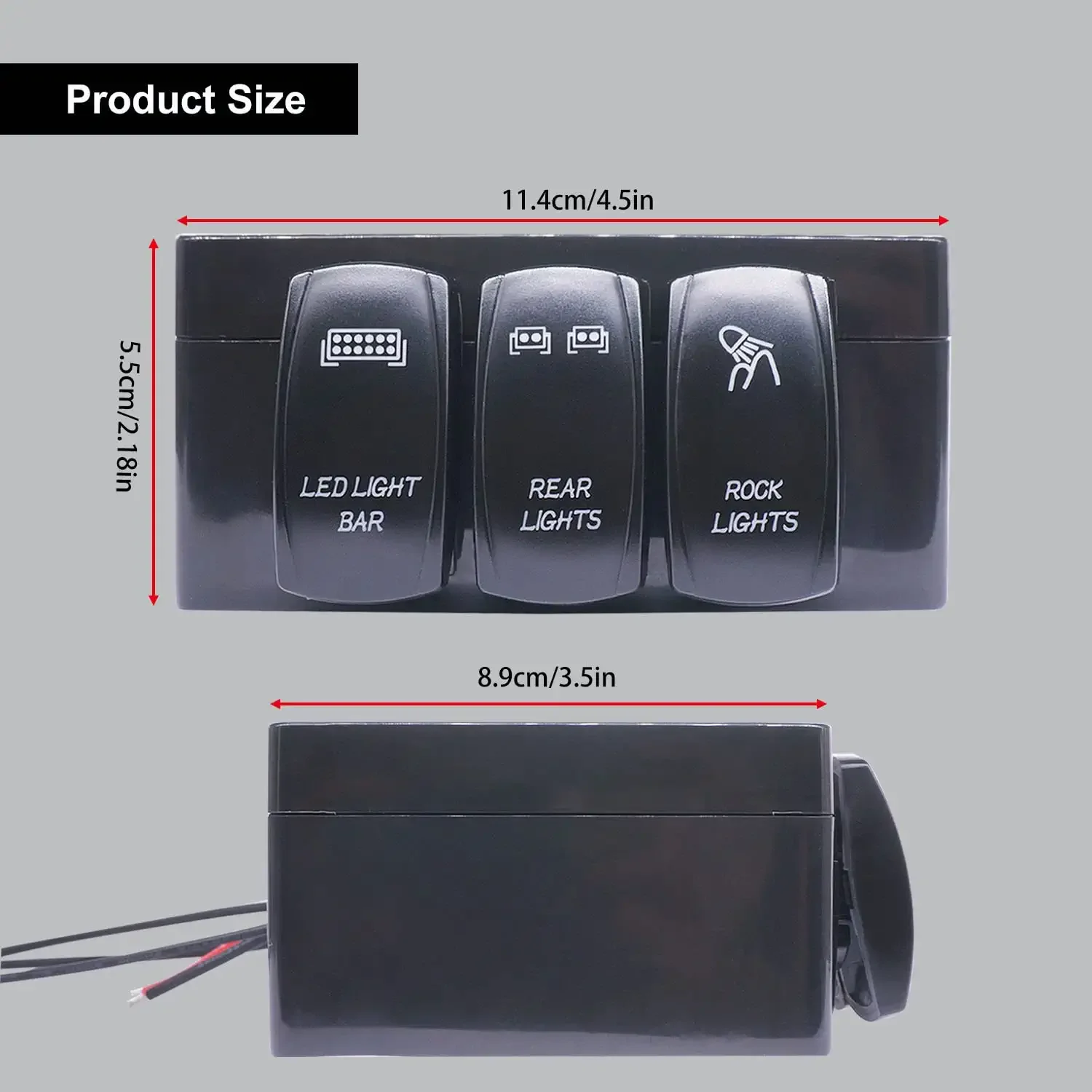 12v 3 Gang Rocker Switch Box On/off Blue Led Rear Lights Rock Lights Led Light Bar Toggle Switch